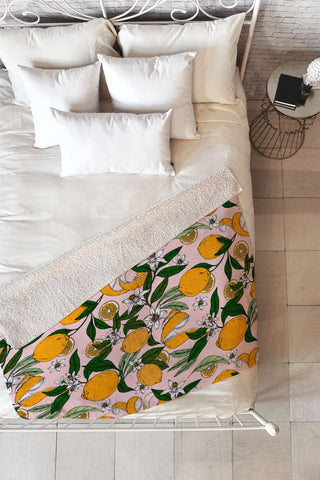 Marta Barragan Camarasa Succulent sweets oranges Fleece Throw Blanket