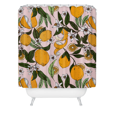 Marta Barragan Camarasa Succulent sweets oranges Shower Curtain