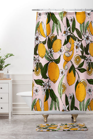 Marta Barragan Camarasa Succulent sweets oranges Shower Curtain And Mat