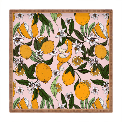 Marta Barragan Camarasa Succulent sweets oranges Square Tray