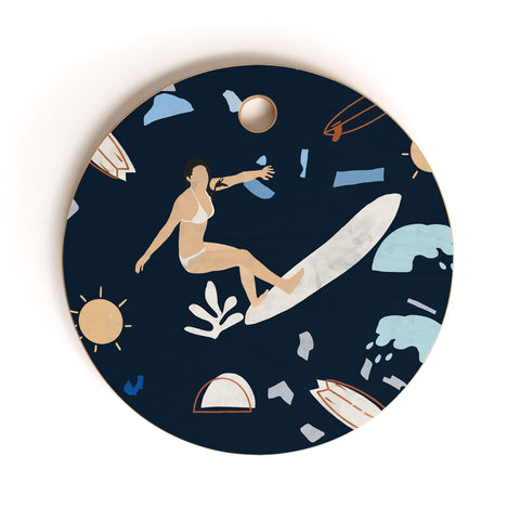 Marta Barragan Camarasa Surfing the terrazzo sea 2 Cutting Board Round