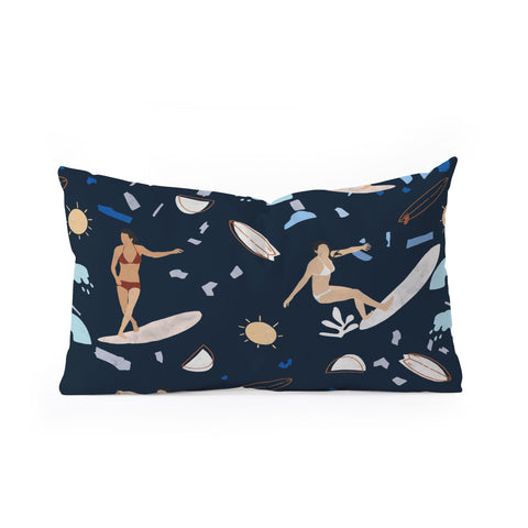 Marta Barragan Camarasa Surfing the terrazzo sea 2 Oblong Throw Pillow