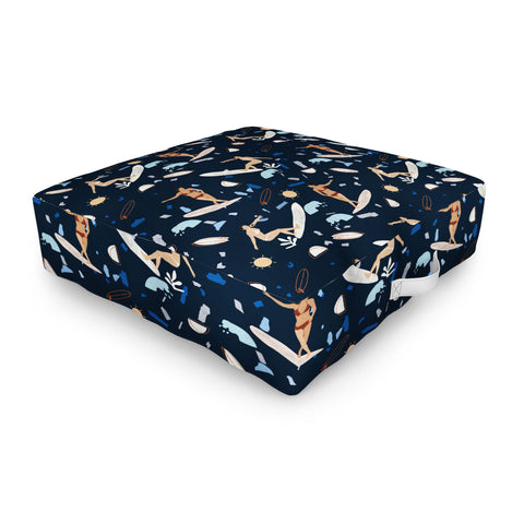 Marta Barragan Camarasa Surfing the terrazzo sea 2 Outdoor Floor Cushion