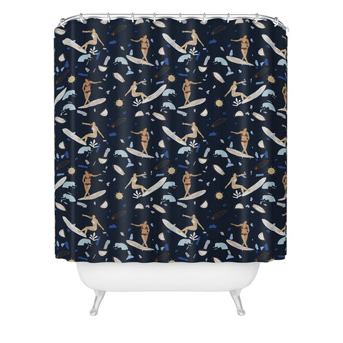 Marta Barragan Camarasa Surfing the terrazzo sea 2 Shower Curtain