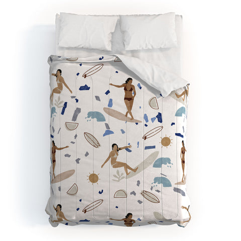 Marta Barragan Camarasa Surfing the terrazzo sea Comforter