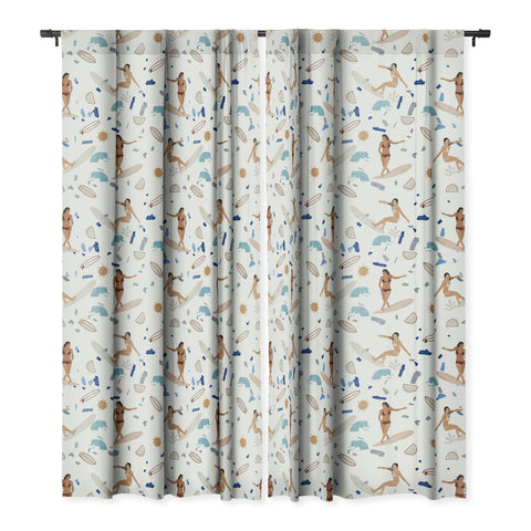 Marta Barragan Camarasa Surfing the terrazzo sea Blackout Window Curtain