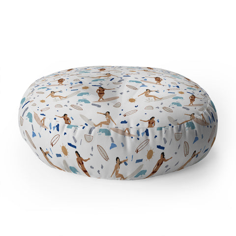 Marta Barragan Camarasa Surfing the terrazzo sea Floor Pillow Round