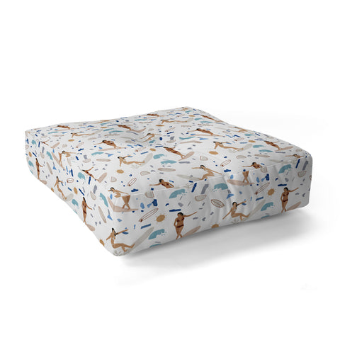 Marta Barragan Camarasa Surfing the terrazzo sea Floor Pillow Square