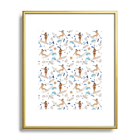 Marta Barragan Camarasa Surfing the terrazzo sea Metal Framed Art Print