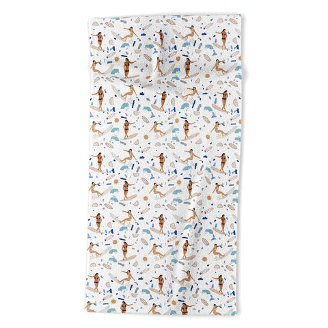 Marta Barragan Camarasa Surfing the terrazzo sea Beach Towel