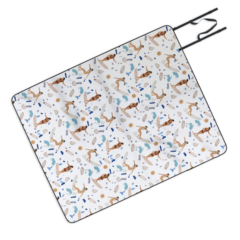 Marta Barragan Camarasa Surfing the terrazzo sea Picnic Blanket
