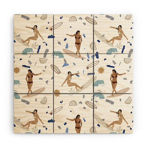 Marta Barragan Camarasa Surfing the terrazzo sea Wood Wall Mural