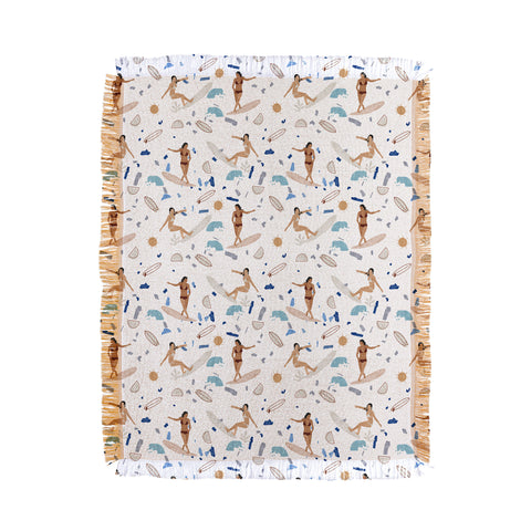 Marta Barragan Camarasa Surfing the terrazzo sea Throw Blanket