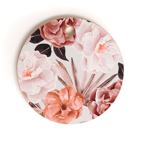 Marta Barragan Camarasa Terracotta Flowered Garden Cutting Board Round