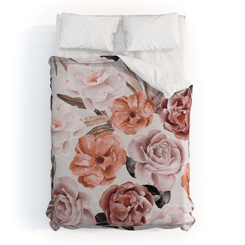 Marta Barragan Camarasa Terracotta Flowered Garden Duvet Cover