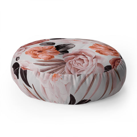 Marta Barragan Camarasa Terracotta Flowered Garden Floor Pillow Round