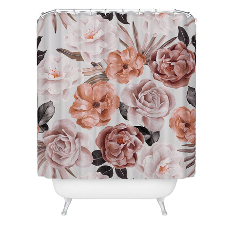 Marta Barragan Camarasa Terracotta Flowered Garden Shower Curtain