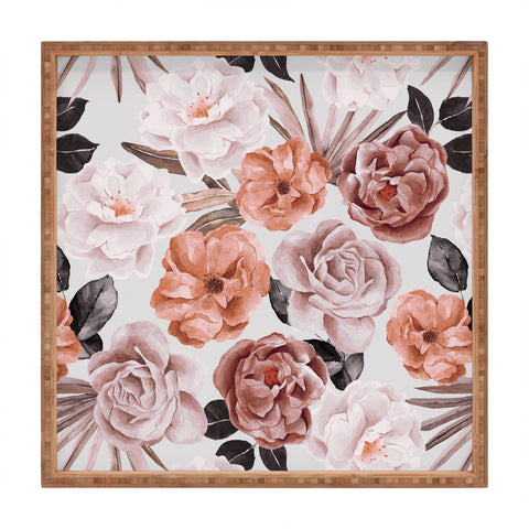 Marta Barragan Camarasa Terracotta Flowered Garden Square Tray