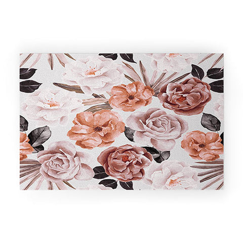Marta Barragan Camarasa Terracotta Flowered Garden Welcome Mat