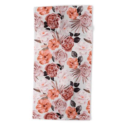 Marta Barragan Camarasa Terracotta Flowered Garden Beach Towel