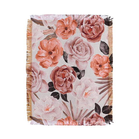 Marta Barragan Camarasa Terracotta Flowered Garden Throw Blanket