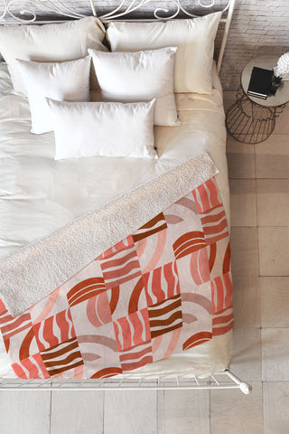 Marta Barragan Camarasa Terracotta modern shapes Fleece Throw Blanket