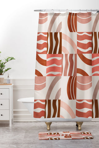 Marta Barragan Camarasa Terracotta modern shapes Shower Curtain And Mat