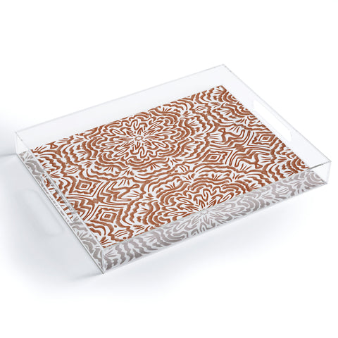 Marta Barragan Camarasa Terracotta strokes pattern Acrylic Tray