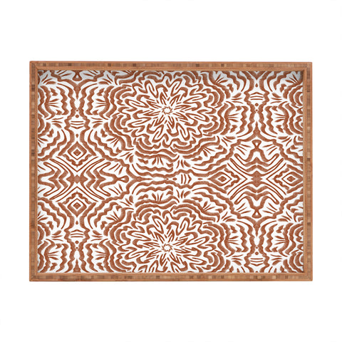 Marta Barragan Camarasa Terracotta strokes pattern Rectangular Tray