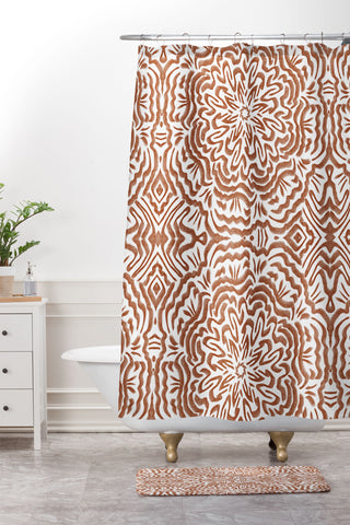 Marta Barragan Camarasa Terracotta strokes pattern Shower Curtain And Mat