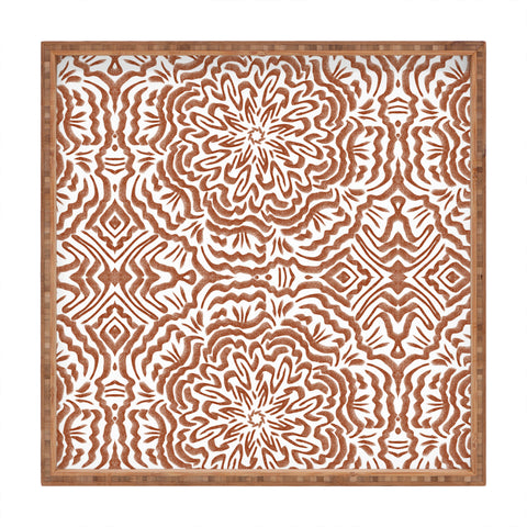 Marta Barragan Camarasa Terracotta strokes pattern Square Tray