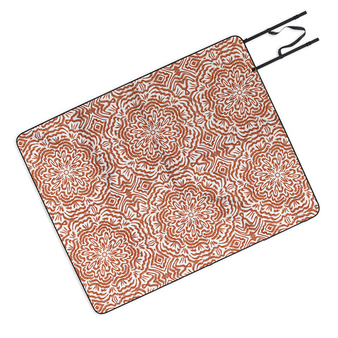 Marta Barragan Camarasa Terracotta strokes pattern Picnic Blanket