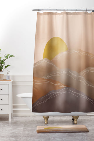 Marta Barragan Camarasa Terracotta sunrise I Shower Curtain And Mat