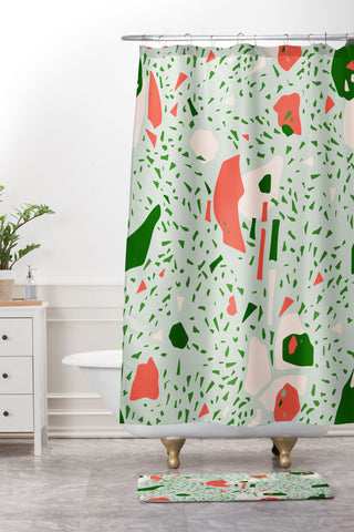Marta Barragan Camarasa Terrazzo abstract forms Shower Curtain And Mat