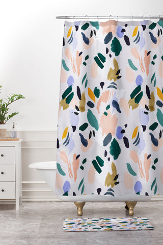 Marta Barragan Camarasa Terrazzo brushstrokes Shower Curtain And Mat