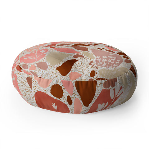 Marta Barragan Camarasa Terrazzo of dots and plants Floor Pillow Round