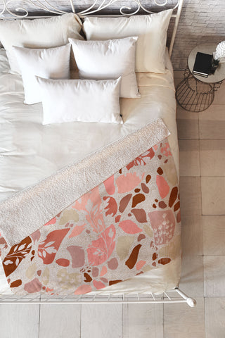 Marta Barragan Camarasa Terrazzo of dots and plants Fleece Throw Blanket