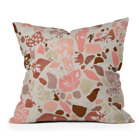 Marta Barragan Camarasa Terrazzo of dots and plants Throw Pillow