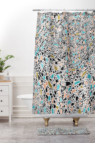 Marta Barragan Camarasa Terrazzo waves Shower Curtain And Mat