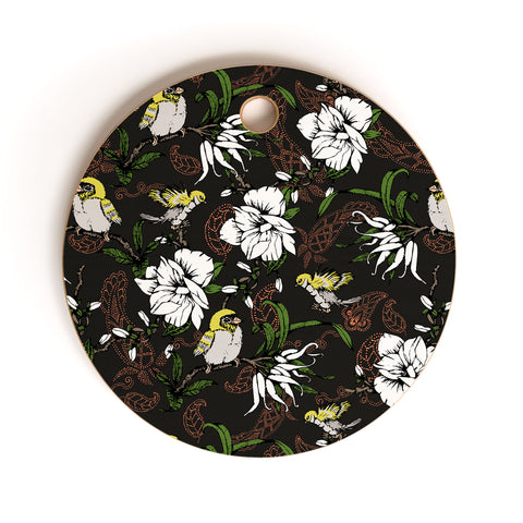 Marta Barragan Camarasa The Birds of Paradise and the Paisley Garden Cutting Board Round