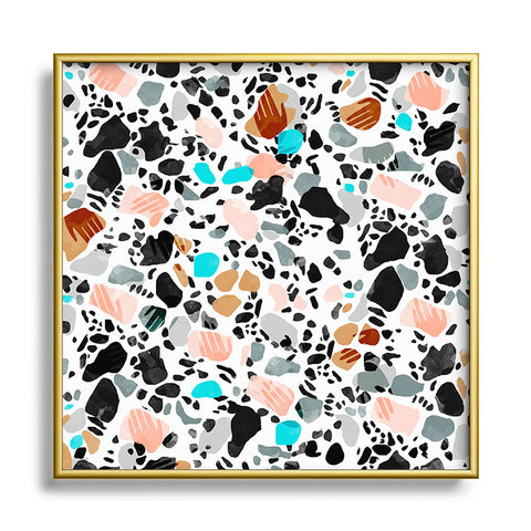 Marta Barragan Camarasa The hands of terrazzo Square Metal Framed Art Print