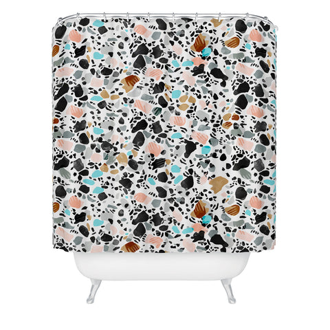 Marta Barragan Camarasa The hands of terrazzo Shower Curtain
