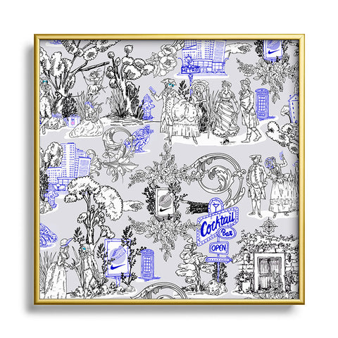 Marta Barragan Camarasa Toile de Jouy Between eras 02 Square Metal Framed Art Print