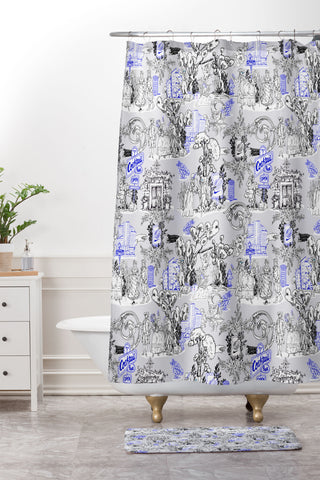 Marta Barragan Camarasa Toile de Jouy Between eras 02 Shower Curtain And Mat