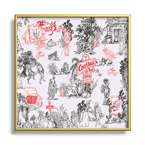 Marta Barragan Camarasa Toile de Jouy Between eras Square Metal Framed Art Print