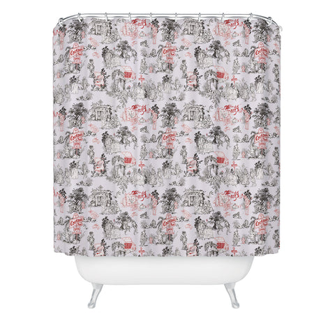 Marta Barragan Camarasa Toile de Jouy Between eras Shower Curtain