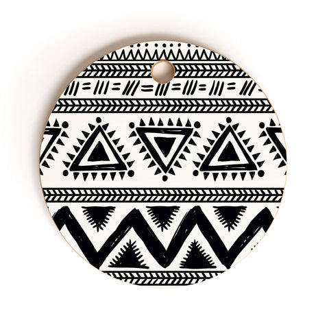 Marta Barragan Camarasa Tribal black and white Cutting Board Round