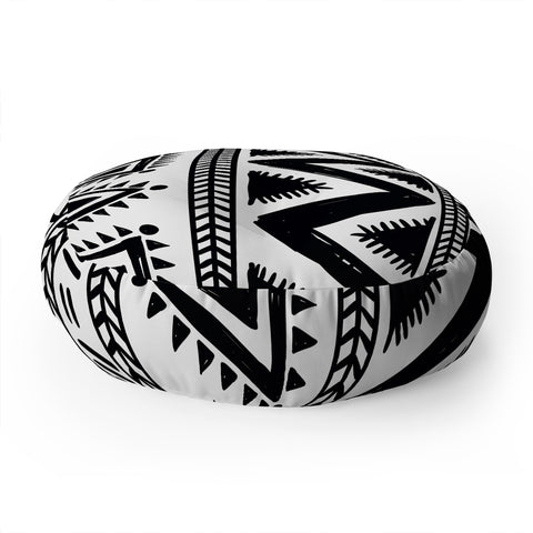 Marta Barragan Camarasa Tribal black and white Floor Pillow Round