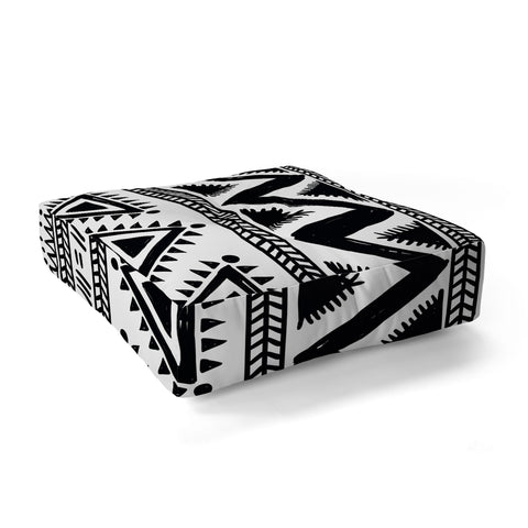 Marta Barragan Camarasa Tribal black and white Floor Pillow Square