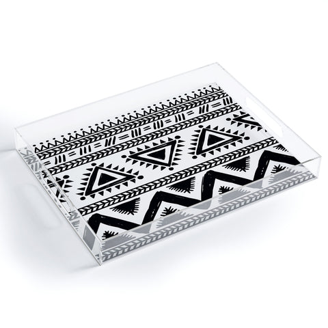 Marta Barragan Camarasa Tribal black and white Acrylic Tray